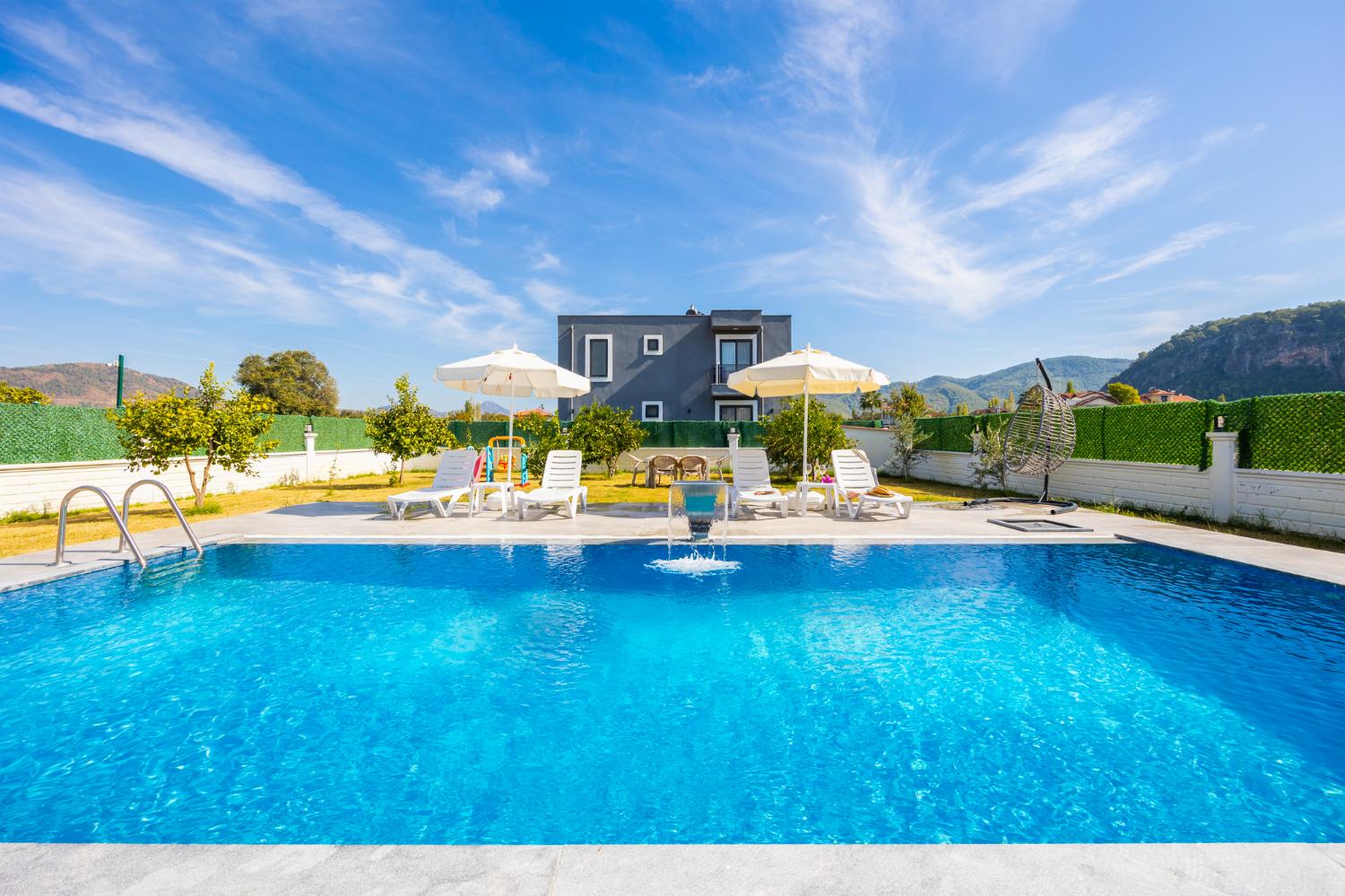 Private pool, terrace, and garden