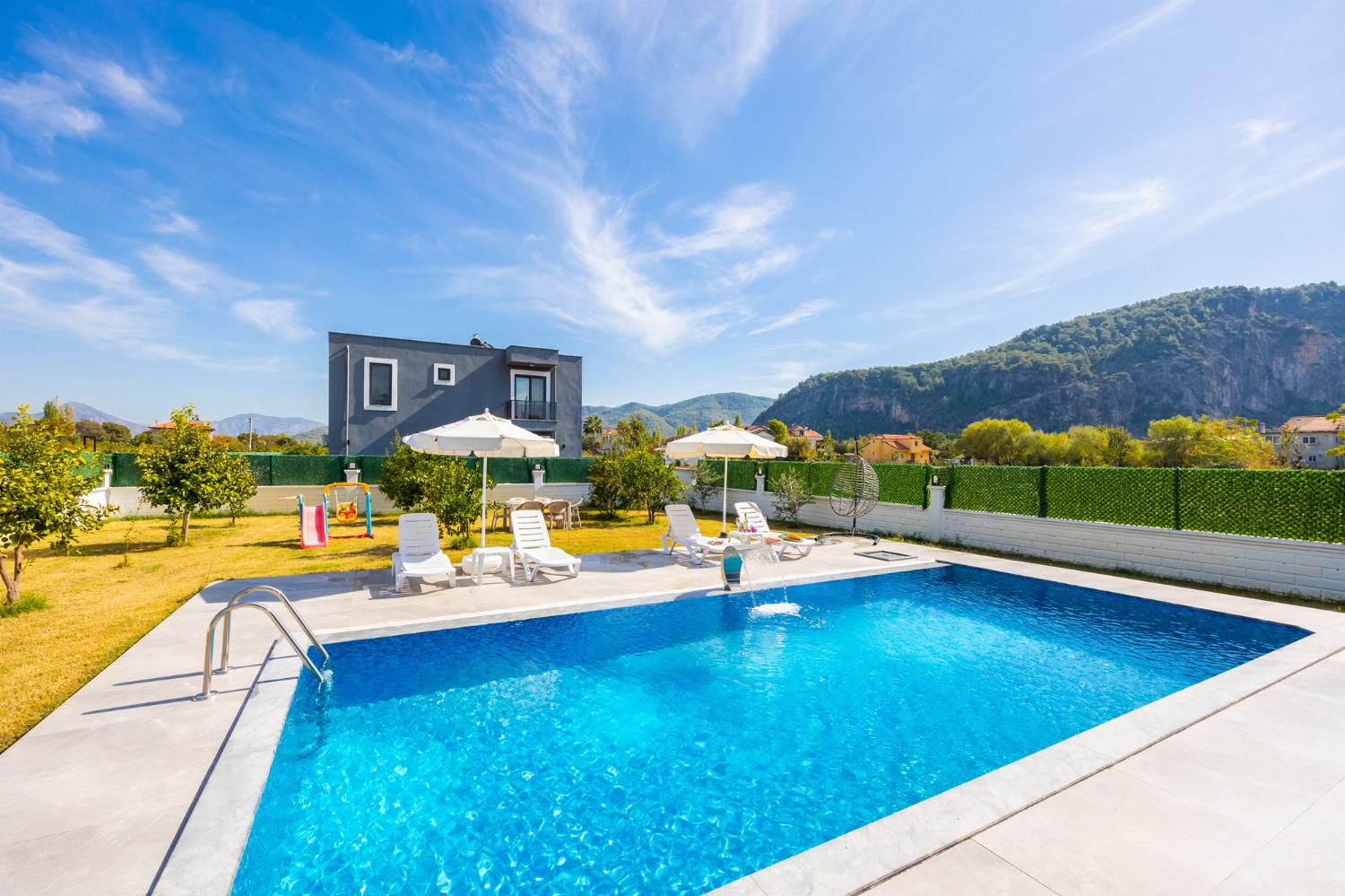 Private pool, terrace, and garden