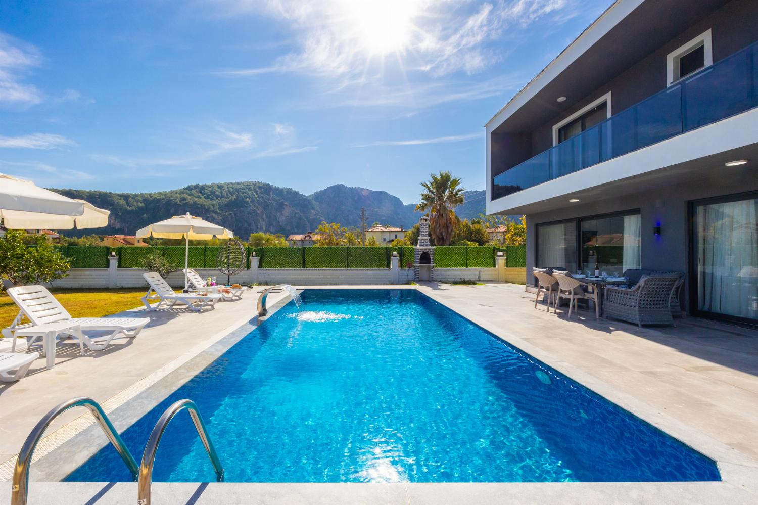 Private pool, terrace, and garden