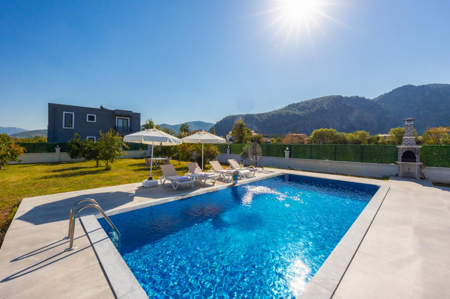 Private pool, terrace, and garden