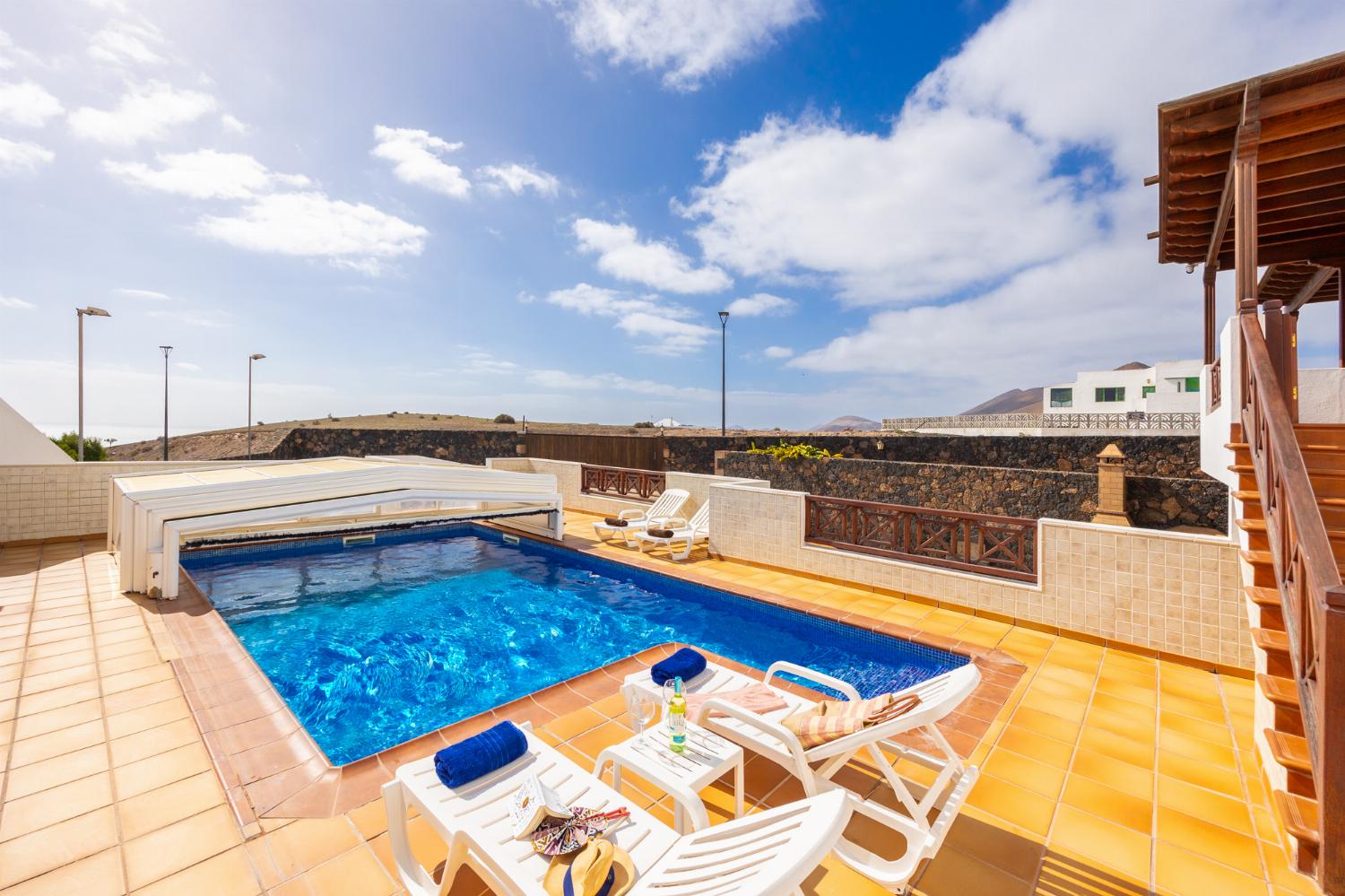 Private pool and terrace with sea views